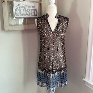 Shoshanna Floral Print Silk Overlay Dress With Tassels NWT
